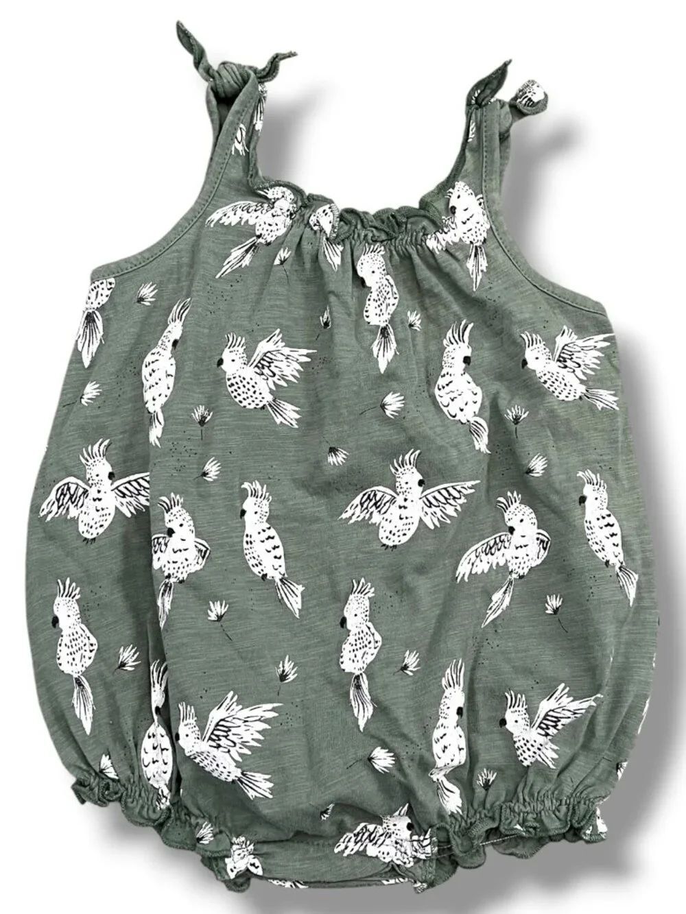 Rylee & Cru Cockatoo Shoulder Tie Bubble Romper Size 12-18M